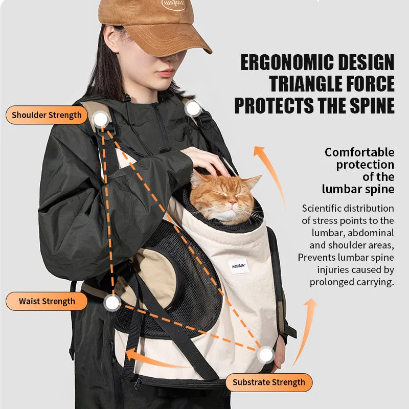 Mochila para transporte frontal de animais de estimação, bolsa de ombro para cães e gatos, bolsa respirável e portátil para áreas externas