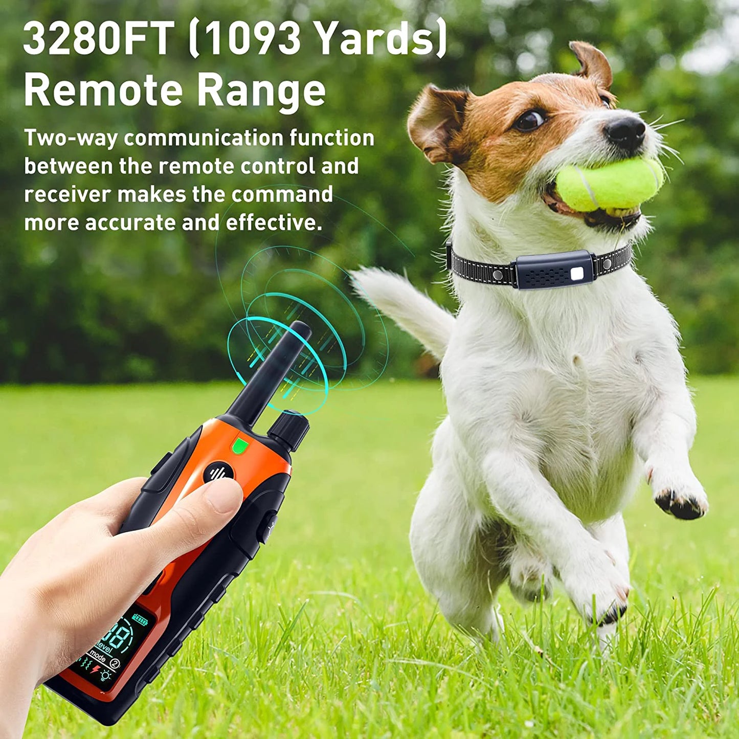 Coleira de treinamento elétrica para cães de 3280 pés com controle remoto, à prova d'água, para comportamento de animais de estimação, para filhotes de 5 a 120 libras, com choque de vibração