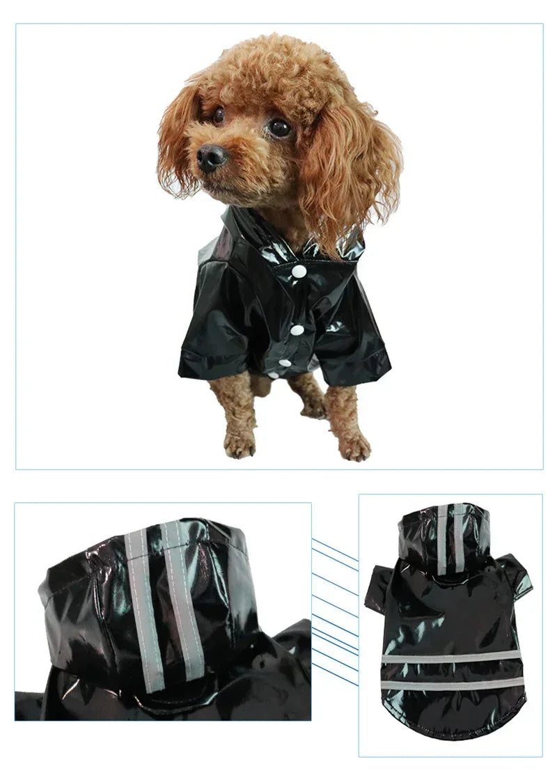 Capa de chuva para cachorro pequeno, impermeável e refletiva, à prova de vento, para cachorros e gatos, capa de chuva para chihuahua, bulldog, animais de estimação, capa, poncho, roupas