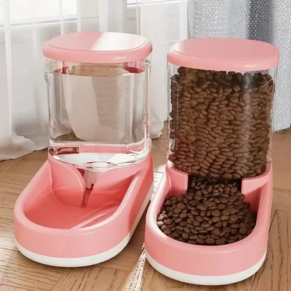 &amp; Cão Gato Alimentador Automático de Gravidade para Animais de Estimação Grande Capacidade Dispositivo de Água Potável Comida para Cães e Gatos Economize Esforço Acessório para Beber Animais de Estimação