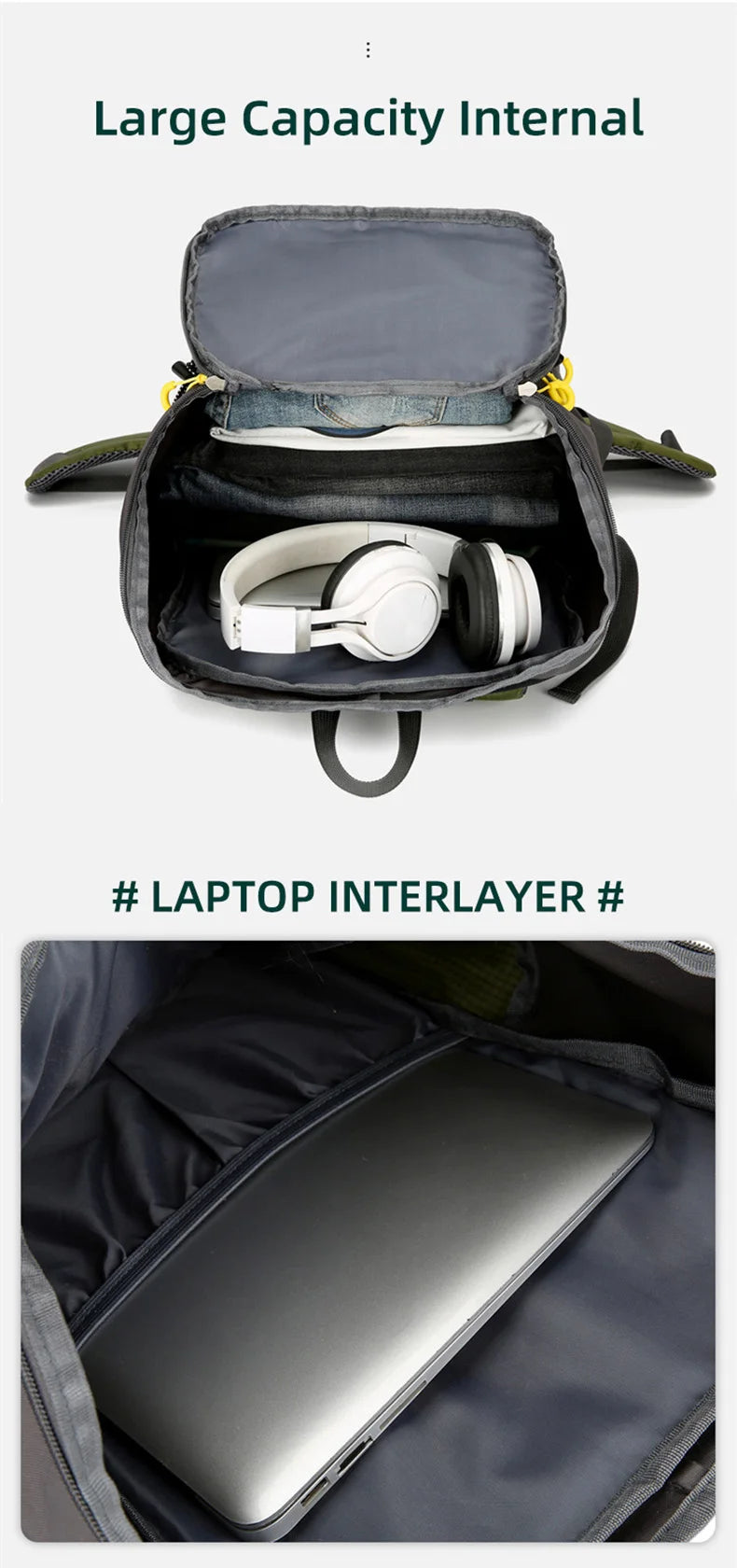 Mochila de viagem 50L para acampamento, masculina, grande, para trilhas, mochila turística, à prova d'água, para esportes ao ar livre, escalada, montanhismo, bagagem