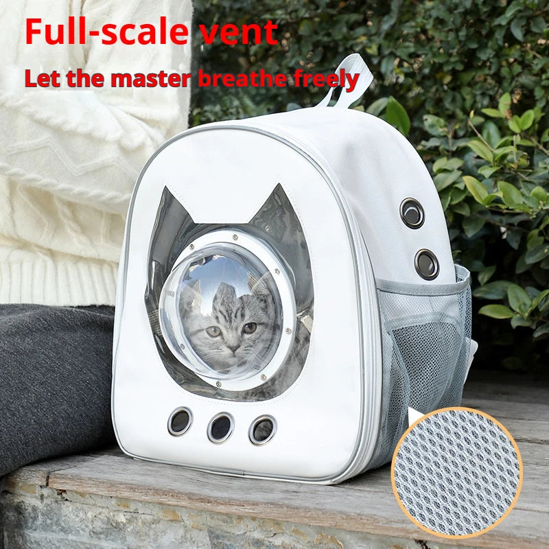 Mochila para animais de estimação Space Capsule com visão de 360°/malha respirável/alça de segurança para transporte de gatos/transportadora de cães com bolha transparente