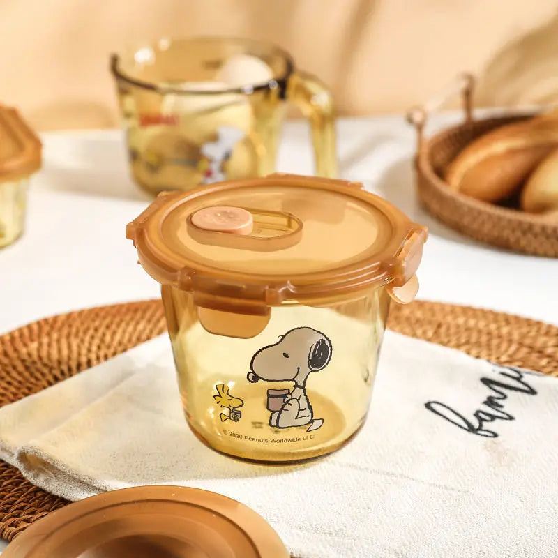 Lancheira de aço inoxidável multicamadas Snoopy com vidro fumê, lancheira térmica portátil para alimentos, piquenique, escritório, crianças, trabalhadores, escola, Bento