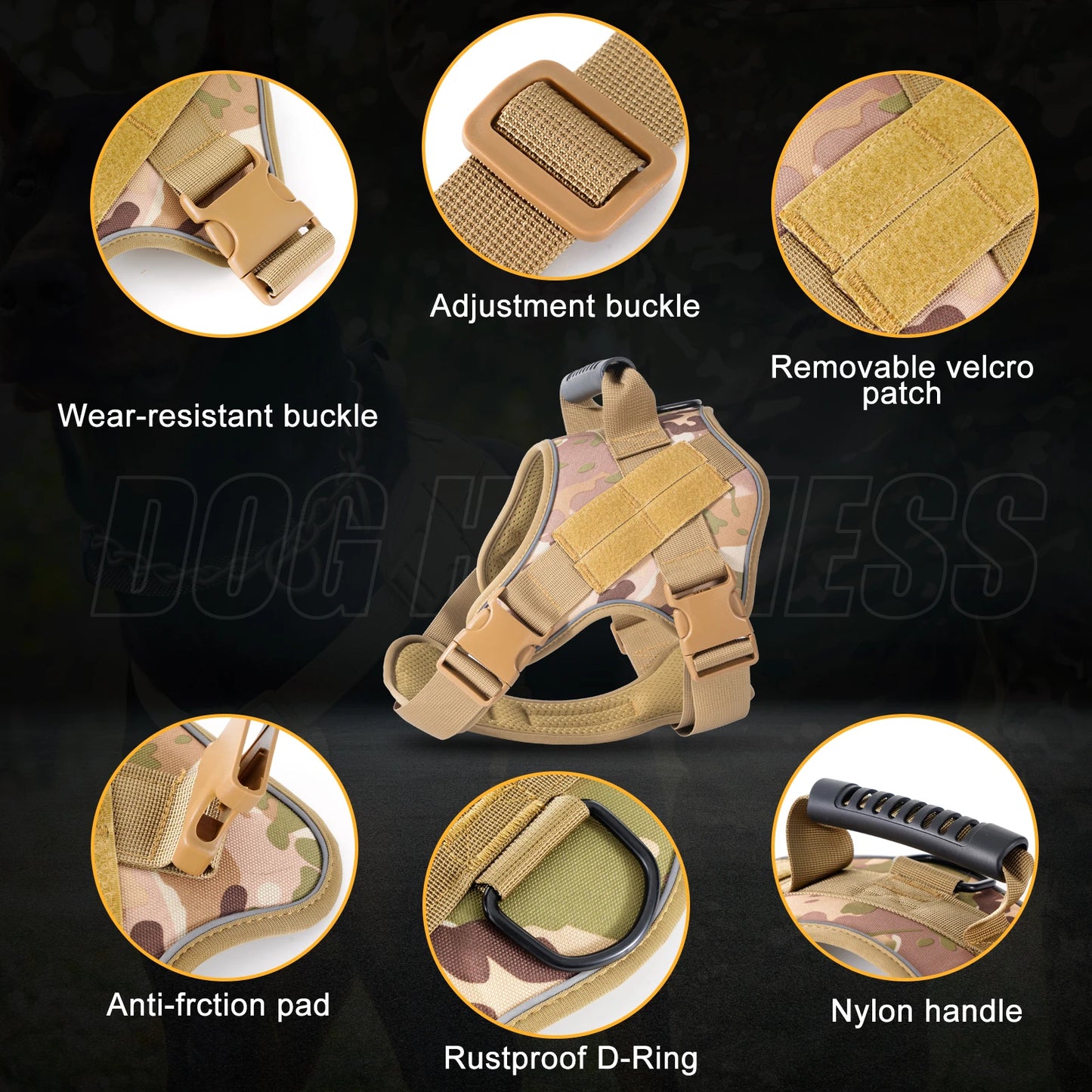 Arnês tático para cães, colete de treinamento para animais de estimação, Doberman Pinscher, arnês para cães de pequeno, médio e grande porte, à prova de explosão