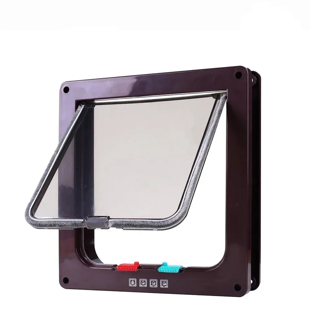 Porta de aba para cães e gatos com trava de segurança de 4 vias, porta de aba para cães e gatos, gatinhos, kit de porta de plástico ABS para animais de estimação pequenos, portas de aba para cães e gatos