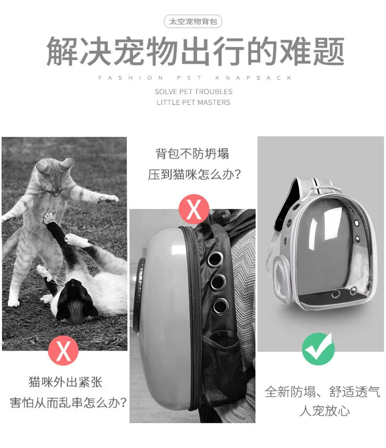 2025 Nova Cápsula Espacial Transparente Bolsa para Gatos Bolsa de Ombro Respirável Bolsa Portátil para Gatos Suprimentos para Animais de Estimação Mochila para Animais de Estimação