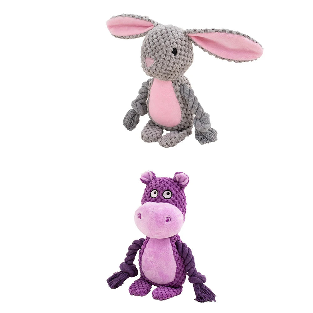 Brinquedo de pelúcia para cachorro, brinquedo de mastigar com articulação pequena crua, indestrutível, resistente a mordidas, som de guincho para filhotes, chocalho para brinquedos de estimação