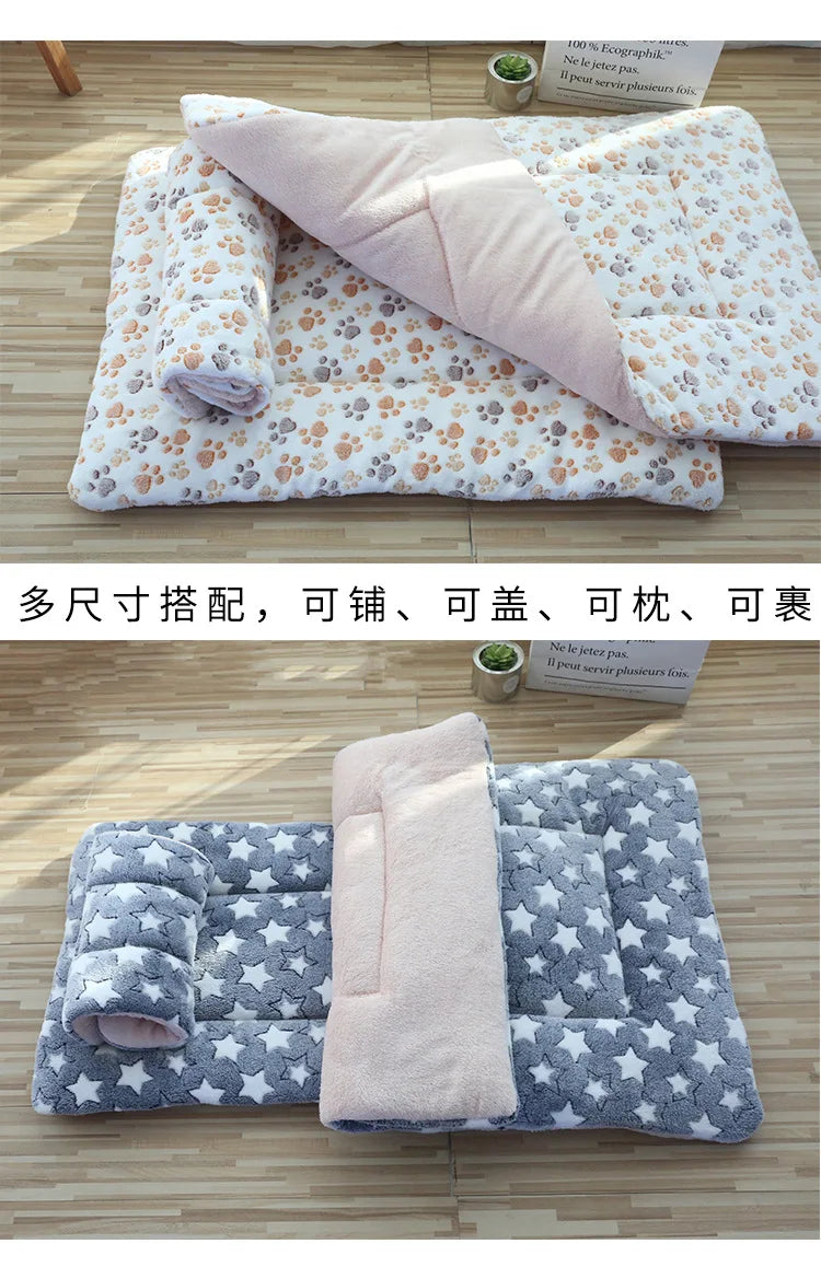 Tapete de pelúcia dupla face para animais de estimação, cama curta de pelúcia para gatos, cães pequenos, cobertor fofo para animais de estimação, almofada quente para gatinhos, sofá-cama para gatos