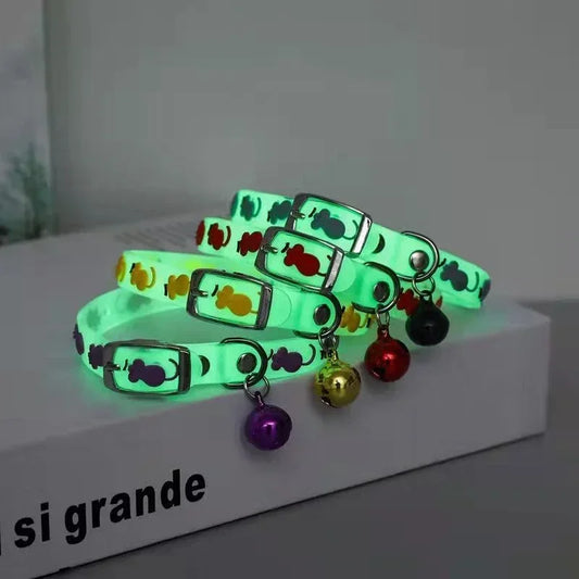 Colar luminoso para gatos, coleira pequena para cães, anti-perda, colar de silicone fluorescente, anel de pescoço, acessórios para animais de estimação