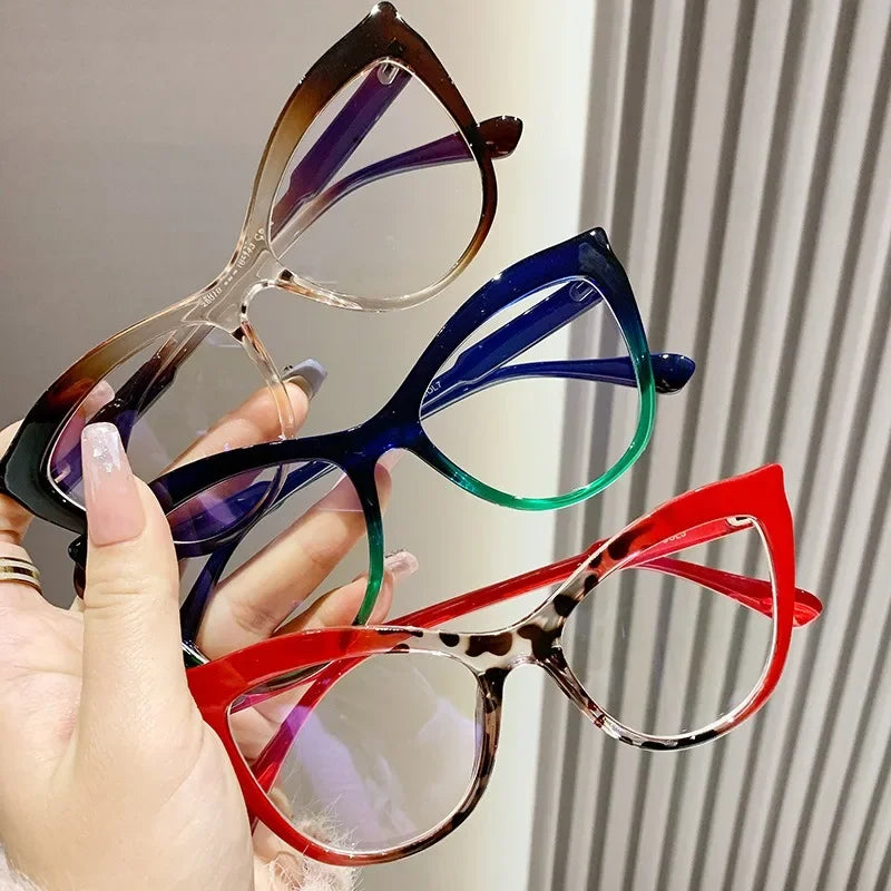 2024 Nova Armação de Óculos de Grau Cat Eye Feminino Moda Gradiente Cor Armação de Óculos Anti Luz Azul Óculos de Computador Presentes