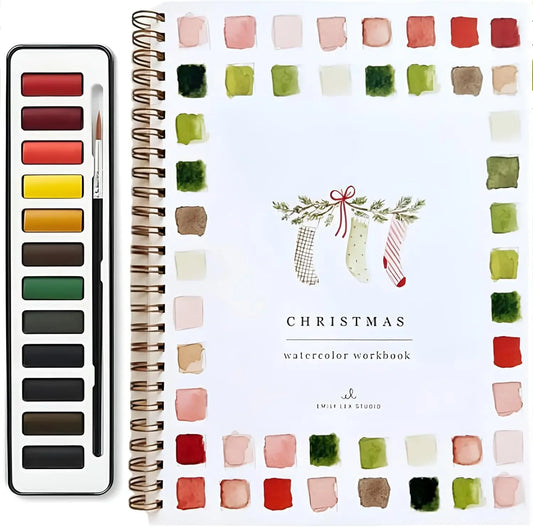 Cadernos de aquarela com 12 cores, conjunto de tinta aquarela para iniciantes, conjunto de arte dobrável para adultos e adolescentes, livros de colorir