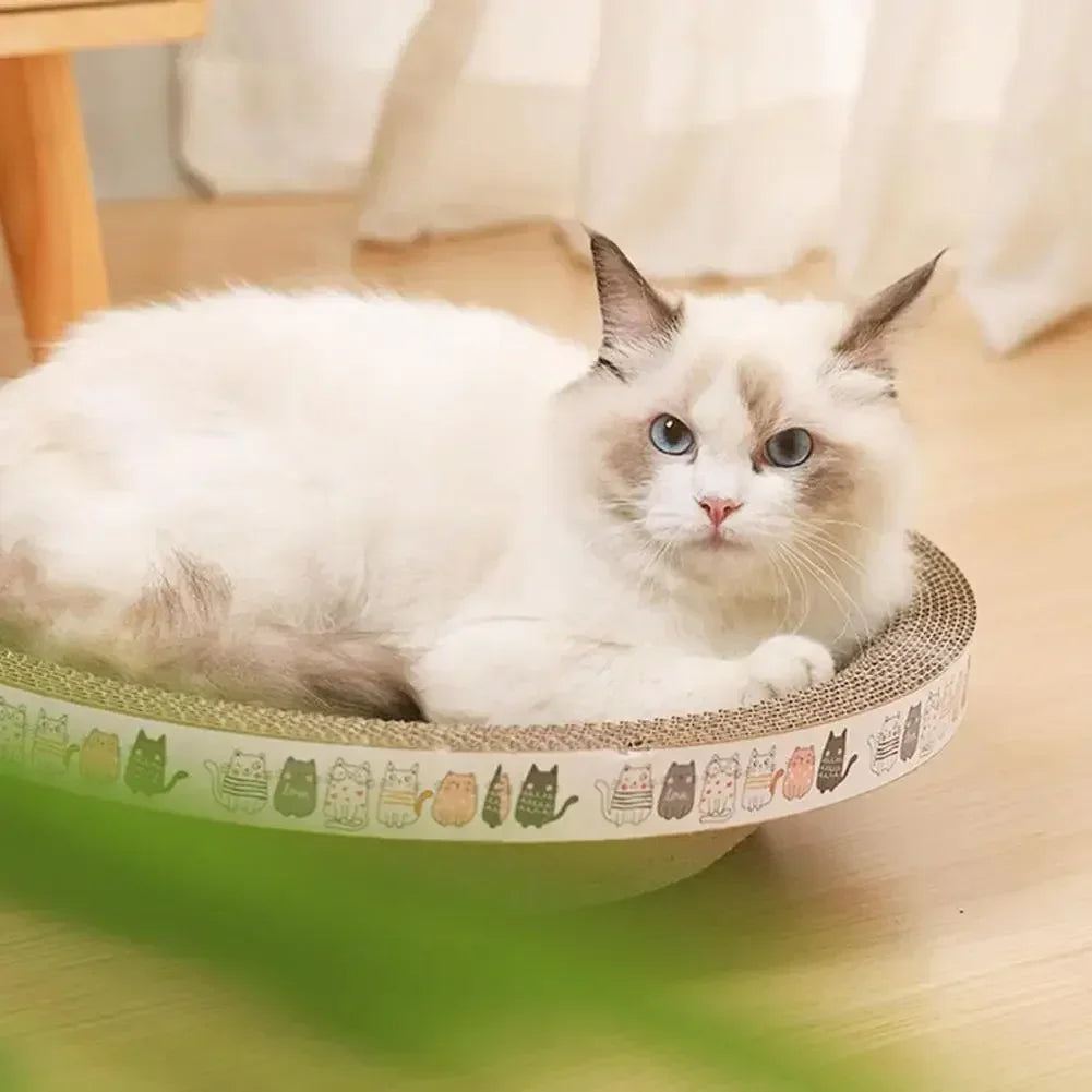 Cat Scratcher Cardboard Cat Scratcher Bed Corrugated Oval Cat Scratch Pad Board Claw Toys for Cats Wear-Resistant Cat Bed Nest