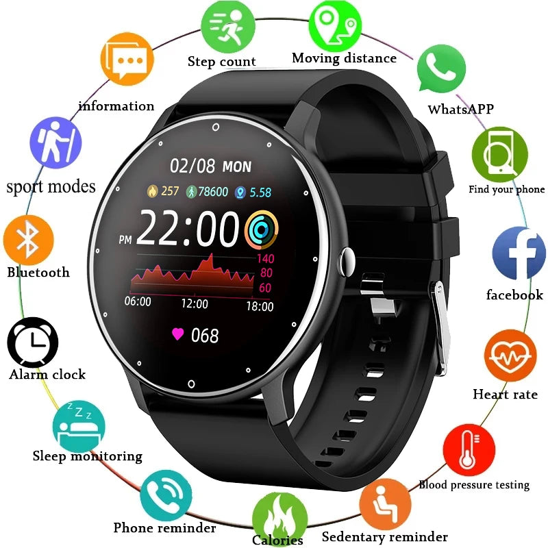 Novo relógio inteligente 2023, esportivo, fitness, à prova d'água, com Bluetooth, monitor de frequência cardíaca e sono para Android e iOS