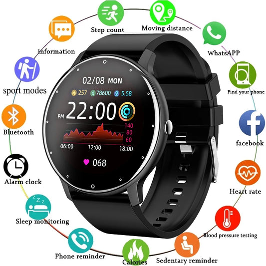 Novo relógio inteligente 2023, esportivo, fitness, à prova d'água, com Bluetooth, monitor de frequência cardíaca e sono para Android e iOS