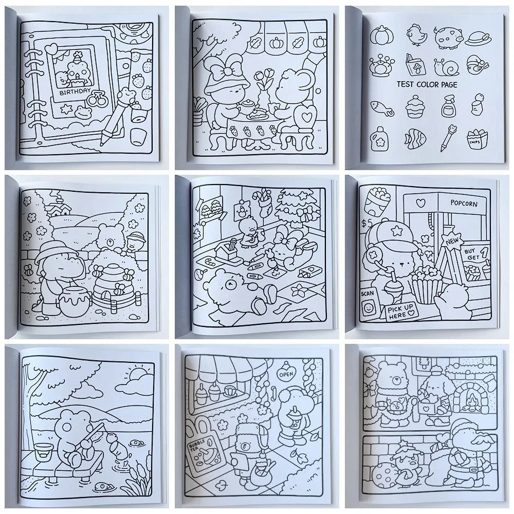 Livro de colorir fofinho assustador para adultos, adolescentes e crianças, com tema de Halloween, desenho e atividade divertida