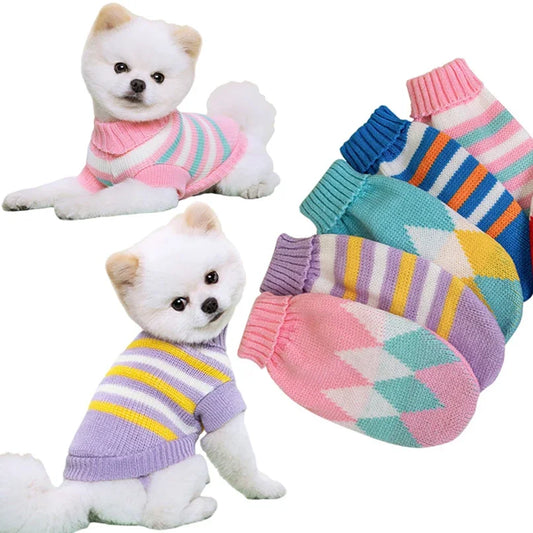 Suéter de malha para cachorro P-2XL outono inverno para cães pequenos gatos roupas quentes e macias chihuahua schnauzer pet gola alta fantasia