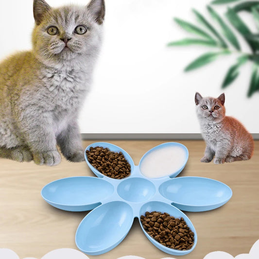 Tigela para animais de estimação em formato de flor com 6 tigelas conectadas para cães e gatos pequenos, tigela de água, tigelas de alimentação para filhotes, alimentador para alimentação lenta