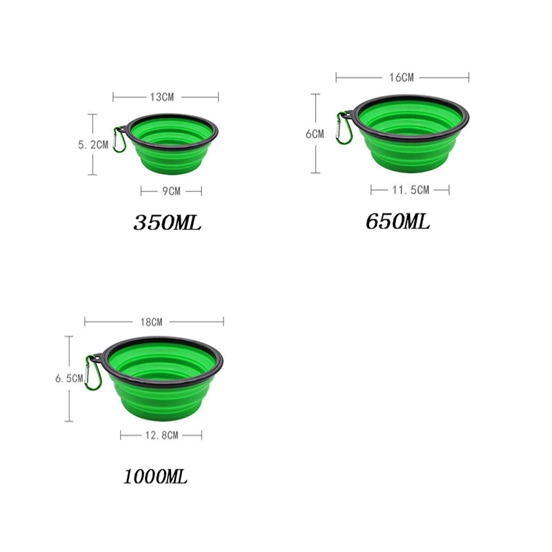 Tigela dobrável de silicone para animais de estimação, tigela grande de água para viagem, recipiente portátil para comida de cachorro, alimentador