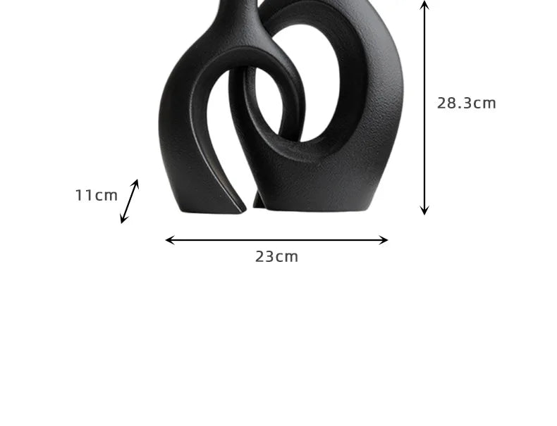 Vaso de cerâmica vazado, 2 para decoração moderna de casa, vaso estilo donut boho, vaso decorativo minimalista preto e branco