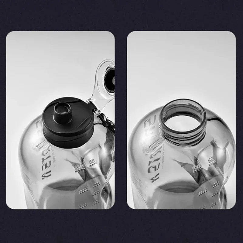 Garrafa de água esportiva de 1,7/2,7L, para academia, ciclismo, copo, garrafa de água portátil de grande capacidade para fitness, acampamento, homens, chaleira de água