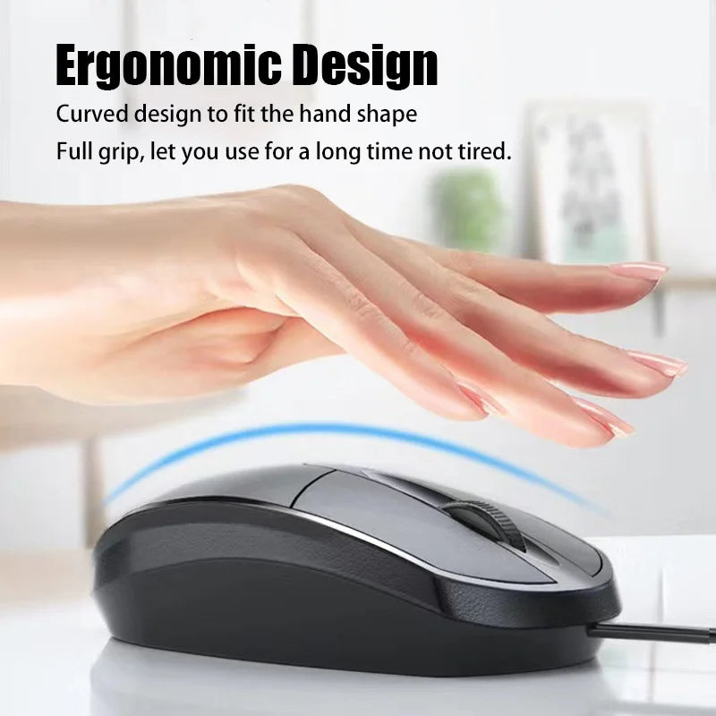 Mouse com fio Xiaomi Classic com design ergonômico e interface USB fotoelétrica de 1000 DPI, mouse para computador com fio para escritório, escola e casa