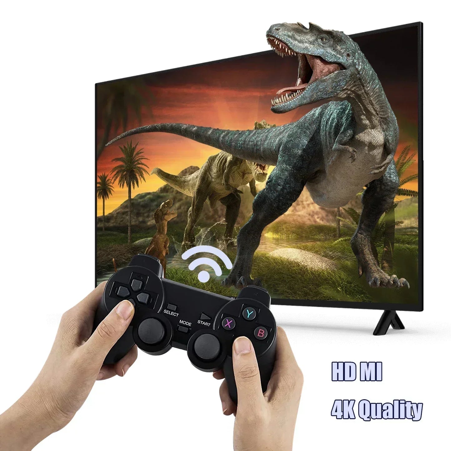 Console de videogame 4K HD 2.4G com controle duplo sem fio para PS1/FC/GBA Retro TV Dendy, console de jogos com 10.000 jogos, envio direto